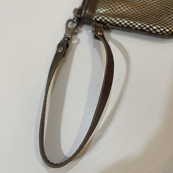 Fossil Wristlet Brown Metallic Faux Snake Cow Hide Leather Wallet Organizer - Picture 8 of 11